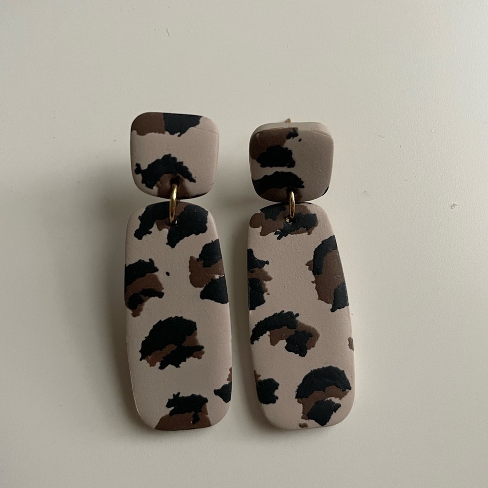 Leopard Print Dangle Earrings
